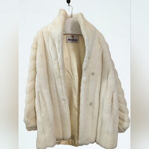 Vintage Cream Faux Fur Coat  Monterey Fashions Size 12